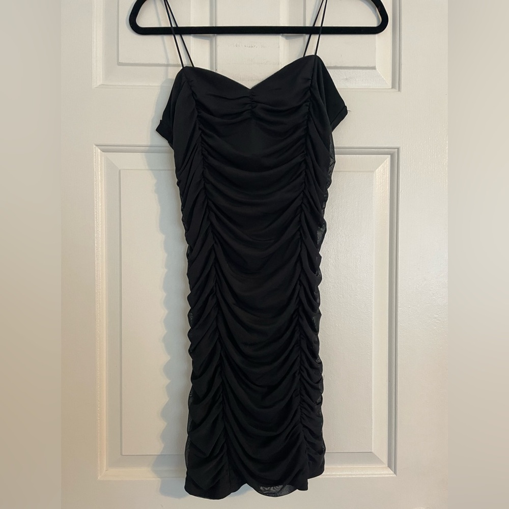 NWOT Sweetheart mesh ruched mini dress